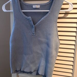 Blue Sleeveless Ribbed Top